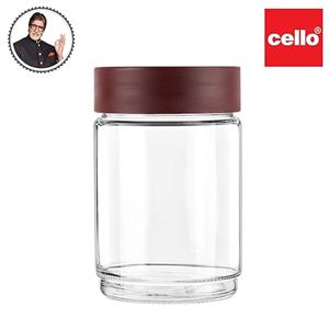 CELLO Modustack Glassy Storage Jar, Stackable, Clear, 1500ml, Maroon